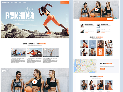 Running Crew clean colorful design fitness gym landing landing page marathon modern running running club sport theme ui ux web