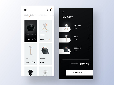 Devialet Speakers - Checkout app design checkout clean dark ecommerce ecommerce app fashion fashion app futuristic gradients interaction interface minimal products shop speakers store ui ui design ux