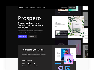 (Bēhance) Prospero — Webflow Ecommerce UI kit behance design ecommerce landing page ui ui kit ux webflow wireframe