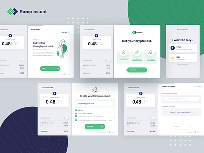 Ramp Instant app blockchain buy cryptocurrency cryptowallet design ethereum fintech green illustration instant interface minimal ramp ui ux uxui verified