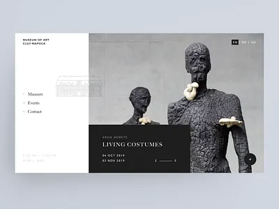 Museum of Art Cluj Napoca Website Redesign Concept animation art black and white clean cluj concept design desktop details exhibition flat museum parallax principle romania ticket ui ux web webdesign