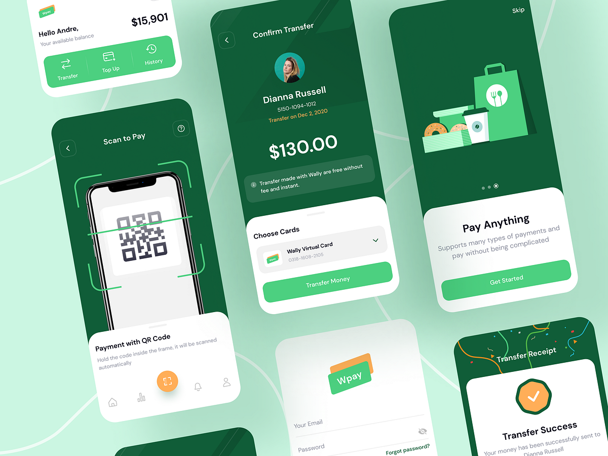 WPay App - Modern E-wallet App UI Design Kit by Illiyin Studio on Dribbble