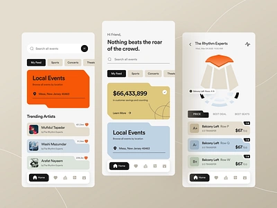 Event Planner App app application booking entertainment event event listing event management event plannner festival find event mobile mobile app ofspace ticket ticket app ui ux design