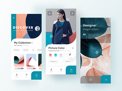 Designer inspiration app app blue color fashion fashion color inspiration mobile photo photography ui