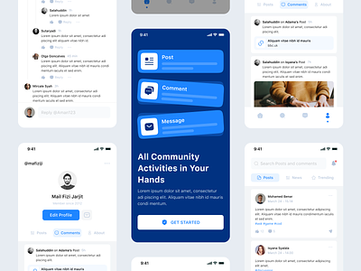 Community App Exploration app app design case study clean comment community community app homepage mobile app mobile app design onboarding profile page social media ui uidesign uidesigner uiux uiuxdesign userinterface wireframe