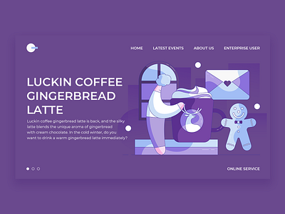 luckin Gingerbread latte design illustration luckin coffee ui web winter