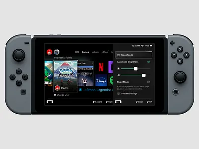 Nintendo Switch Concept app application branding concept dashboard design game gamemode nintendo panel platform play player sketch switch system ui
