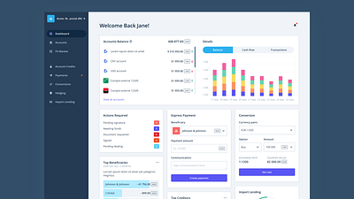 iBanFirst - New Dashboard app banking card chart dashboard data data visualization data viz finance fintech metric ui user interface ux