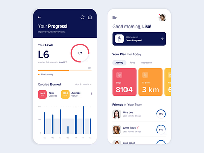 Mobile app - Your activity animation app clean colors design minimal mobile ui ux vector