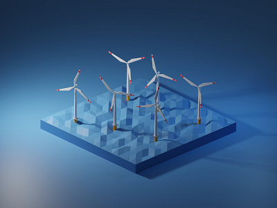 Offshore Wind Turbines blender blender 3d blender3d blender3dart clean flat low poly lowpoly lowpolyart vector