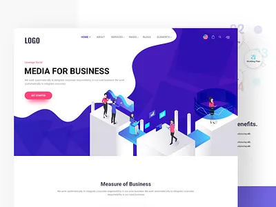 Media For Business clean design landing landing page design page ui uiux ux web web design website