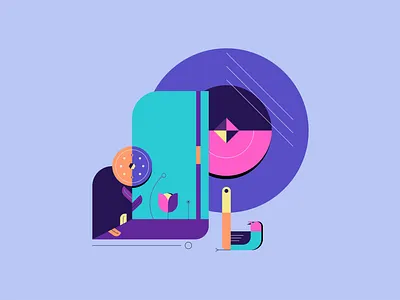 Abstract Shapes and Nature Flat Design abstract birds flat design geometry illustration leaves minimalist nature shapes