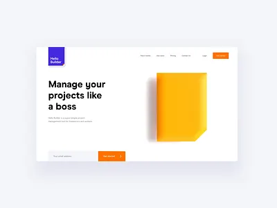 Hello Builder 3d after effects animation c4d cinema concept hero landing page ui