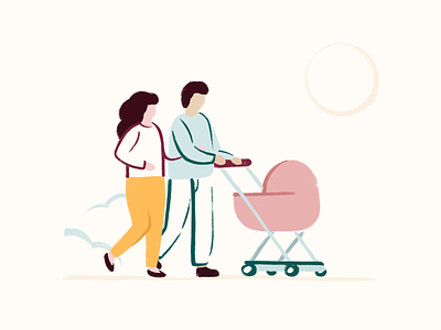 Walking baby book art branding brush cute design enjoy father icon illustration love mother outside parents photoshop vector walking