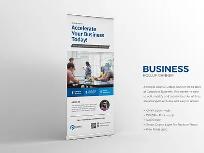 Corporate Business Roll-up Banner advertisement banner business commercial conference conference design creative event marketing minimal professional promotional roll roll up banner rollup signage standy up