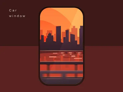 Car window color design flat life red world