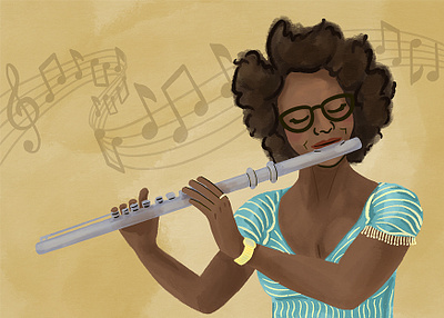 Lady with Flute artist digital illustration editorial illustration illustration music art procreate