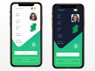 ePassport Phone App app appdesign design epassport futuristic identity branding identity design ireland irish passport phone app travel travel app ui ui design uidesign user experience user interface ux design