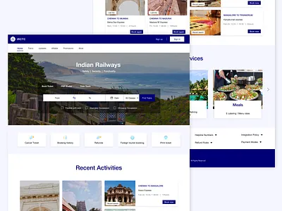 IRCTC Website Redesign booking booking system color design landingpage railway ticket ticket booking trip ui webpage website website design