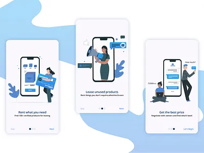Rental onboarding by Sulagna Das card clean design illustration minimal onboard onboarding onboarding screens rent ui user interface