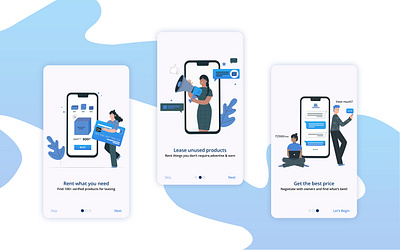 Rental onboarding by Sulagna Das card clean design illustration minimal onboard onboarding onboarding screens rent ui user interface