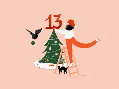 Friday, December 13th advent calendar bsds thunderdome challenge christmas design flat flat illustration friday the 13th graphic design halloween holiday holiday illustration holiday season holidays illustration ipad pro procreate spooky texture winter