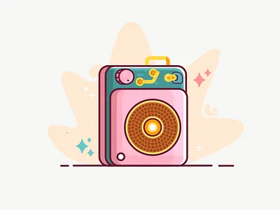 Mini Record Player design icon illustration illustrator minimal player record speak speaker vector