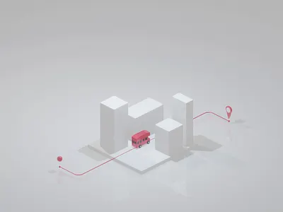 Double Decker dashing through the City 3d 3d animation 3d art animated animaton blender blender3d city city illustration diorama illustration isometric isometric design isometric illustration location location pin low poly map minimal minimalist