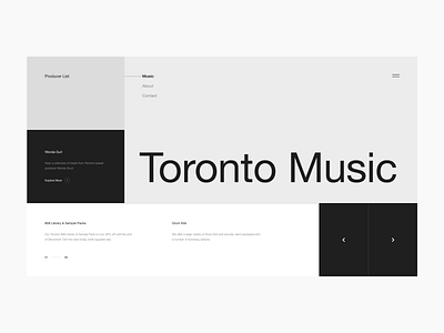 Producer List Wireframe Pt. 1 beats branding carousel componenet design digital grid hip hop icon layout minimal music next producer rap typography ui ux web website