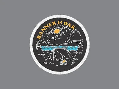Banner & Oak "Pitch" hat adventure badge camping explore fishing hiking illustration mountains outdoors patch