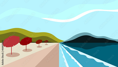 Mountain beach landscape