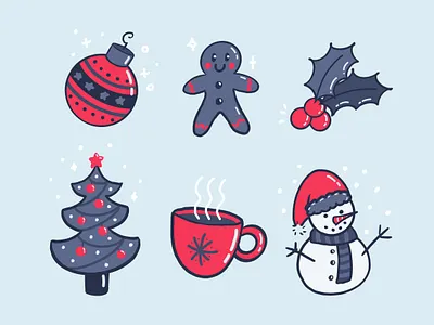 Christmas set biscuit christmas cute holly illustration procreate snow winter xmas