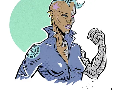 Asynthia battle battleworld cartoons character design comic art comics cyberpunk cyborg fight illustration photoshop pop art robot