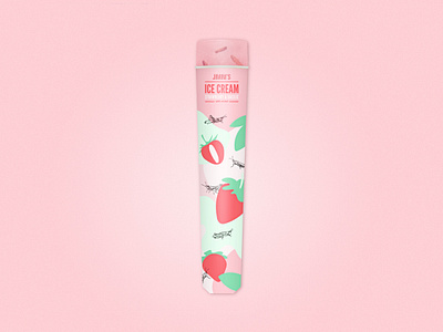 Ice cream packaging art basilic brandidentity branding childhood color cricket design design art designer flat food icecream illustration insect oldschool packaging packagingdesign pattern strawberry