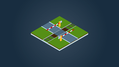 railway crossing design illustration isometric vector