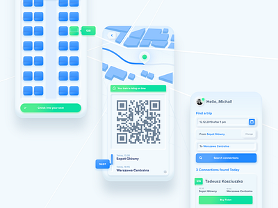 Train Booking - a Neumorphic App study app app design blue booking invision invisionstudio mobile mobile app modern ui neumorphism skeuomorph skeuomorphism travel ui uiux
