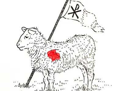 Agnus Dei agnus dei design hand painted illustration lamb of god pen and ink spot illustration watercolor