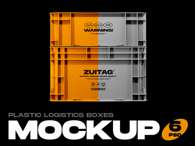 Plastic Logistics Boxes Mockup box brand design brand identity branding branding mockup brutalism brutalist grunge logistics logo logo template mock up mock ups mockup retro ripped tears template templates torn