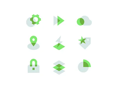 Spring Spot Illustrations cloud flexible gear icons icons set iconset illustration innovative java location lock microservices overlap overprint play reactive security spring tag