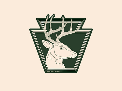 Keystone 8 Point Buck - Sticker antlers badge deer hunting illustration keystone nature pennsylvania retro vector whitetail wildlife