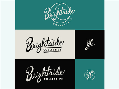 Brightside Collective Logo System apparel branding apparel company apparel design apparel logo boutique graphic design branding custom lettering customtype futura bold handlettering logo logo set logo system retro design retro lettering space