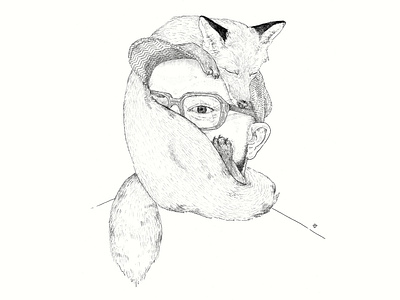 Red Fox black and white clean design design detail fox graphic design hand drawn illustration pen portrait portrait art portrait illustration red fox