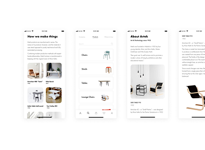 Artek app app design furniture furniture design mobile ui