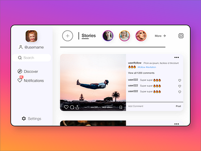 Instagram Redesign - For Web app design clean design clean ui design art designinpiration instagram interface modern design redesign redesign concept uiconcept uxinspiration