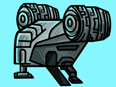 The Mandalorian Starship blue clean design flat icon illustration procreate space starship starwars the mandalorian vector