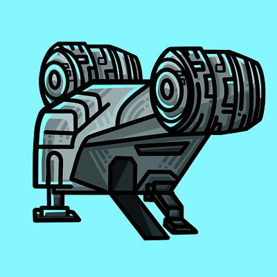 The Mandalorian Starship blue clean design flat icon illustration procreate space starship starwars the mandalorian vector