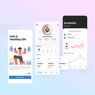 fitness app design adobexd app clean design design app fitness app graphic design illustration interface minimal mobile ui user interface design ux web