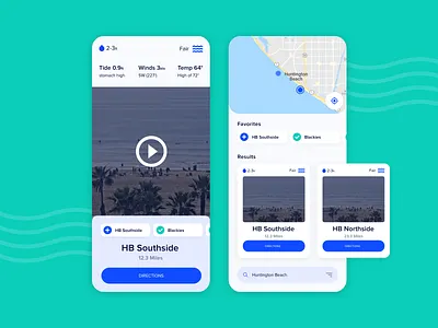 Surf location app app app design application beach blue card ui location app mobile app design surf surf app surfing ui designer uidesign ux design ux designer