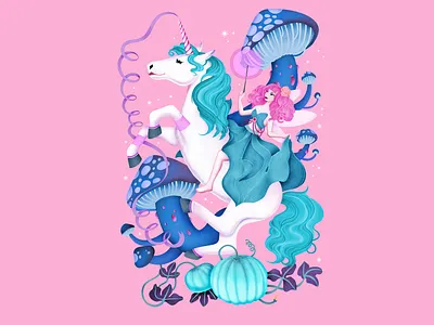 Fairytale Poster color design digitalart drawing fairytale finnish girly illustration pink poster poster design print unicorn