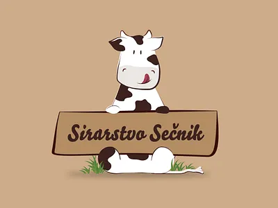 Sirarstvo Secnik Illustration animal branding cow design happiness happy illustration illustration art illustrator logo logo design logotype milk packaging vector